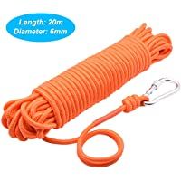 Los mejores  - HHOOMY Pesca de Cuerda Magnética con Mosquetón- 65 Pies (20 Metros) Cordón de Nylon de Alta Resistencia para Todo Uso…